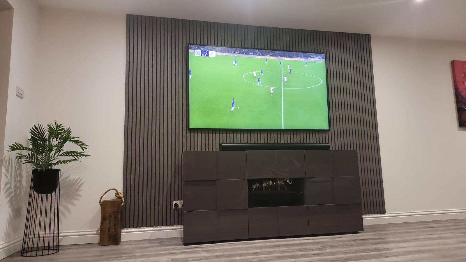 Acoustic Slat Feature Wall — Completed Finish