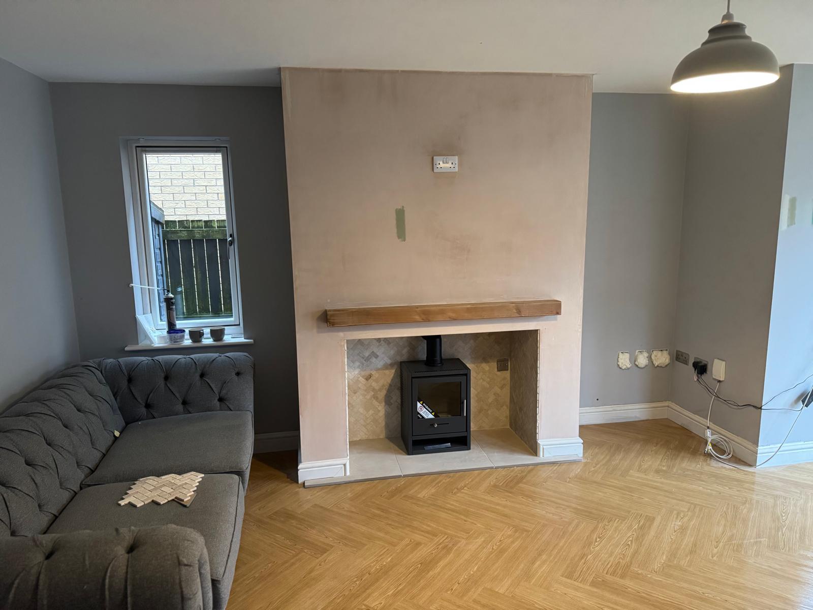 Fireplace & Herringbone Flooring Renovation — During Works